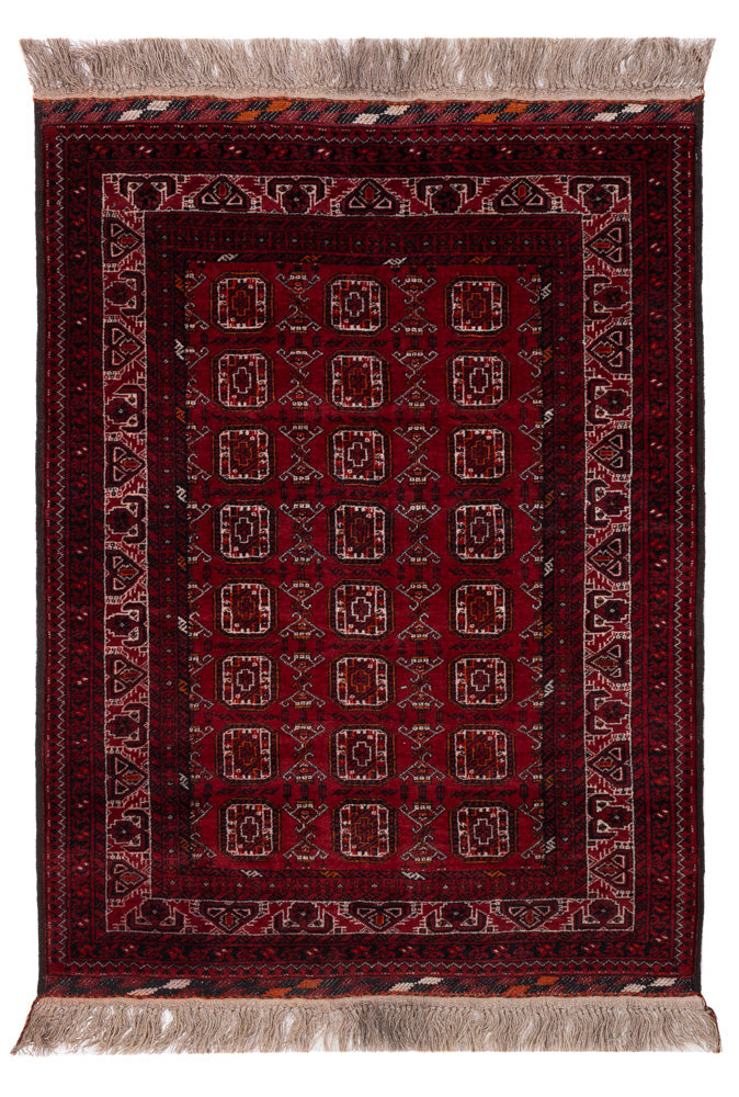 Afghansk tæppe - Bukhara - 140 x 102 cm - mørkerød