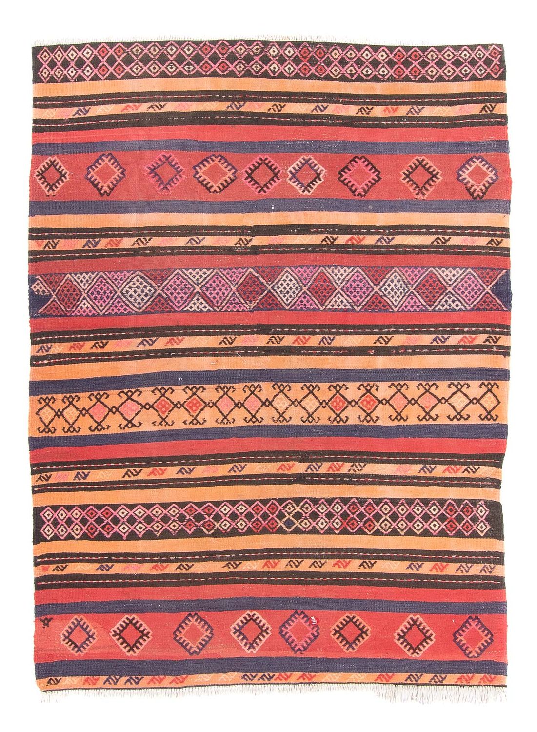 Kelim-tæppe - gammelt - 210 x 150 cm - flerfarvet