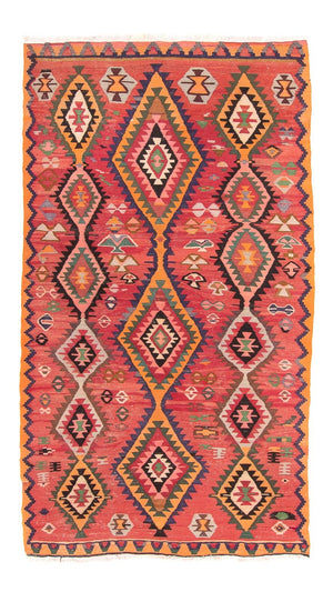 Løber Kelim-tæppe - gammelt - 310 x 165 cm - flerfarvet