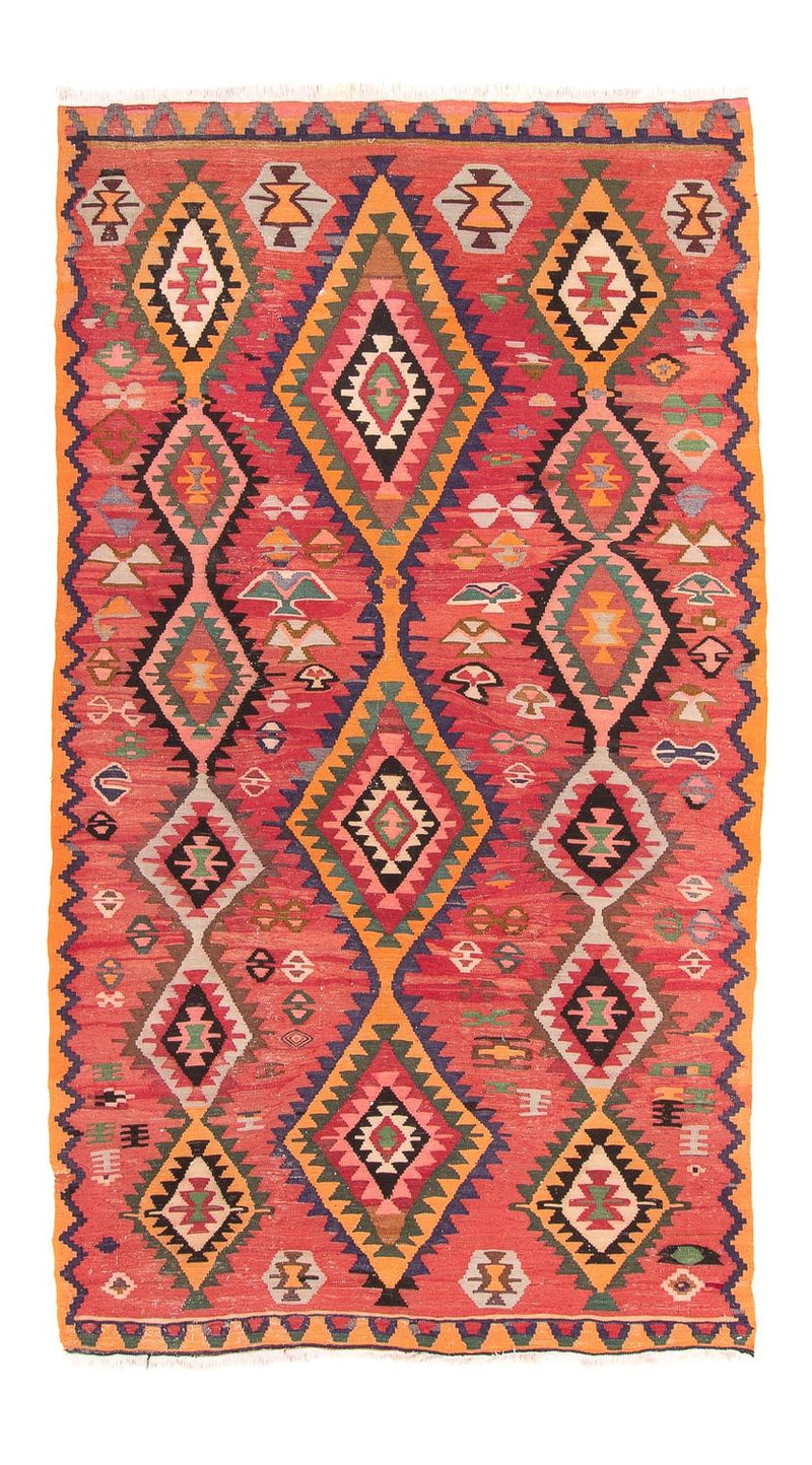 Løber Kelim-tæppe - gammelt - 310 x 165 cm - flerfarvet