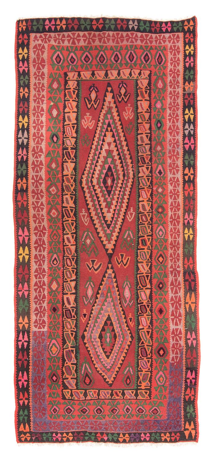 Løber Kelim-tæppe - gammelt - 355 x 150 cm - flerfarvet