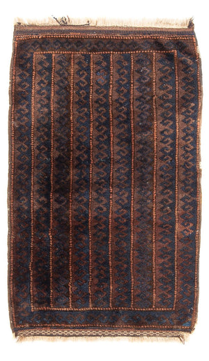 Afghansk tæppe - 100 x 61 cm - brun
