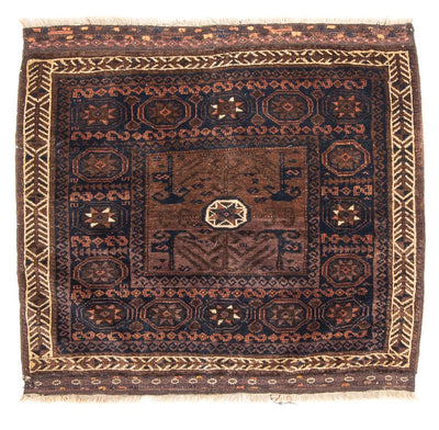 Afghansk tæppe 80x80cm - Orientalsk tæppe - brun