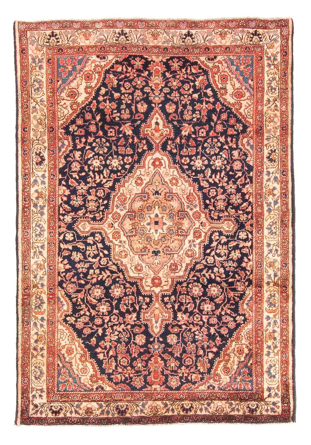 Persisk tæppe - Nomadisk - 146 x 103 cm - mørkeblå
