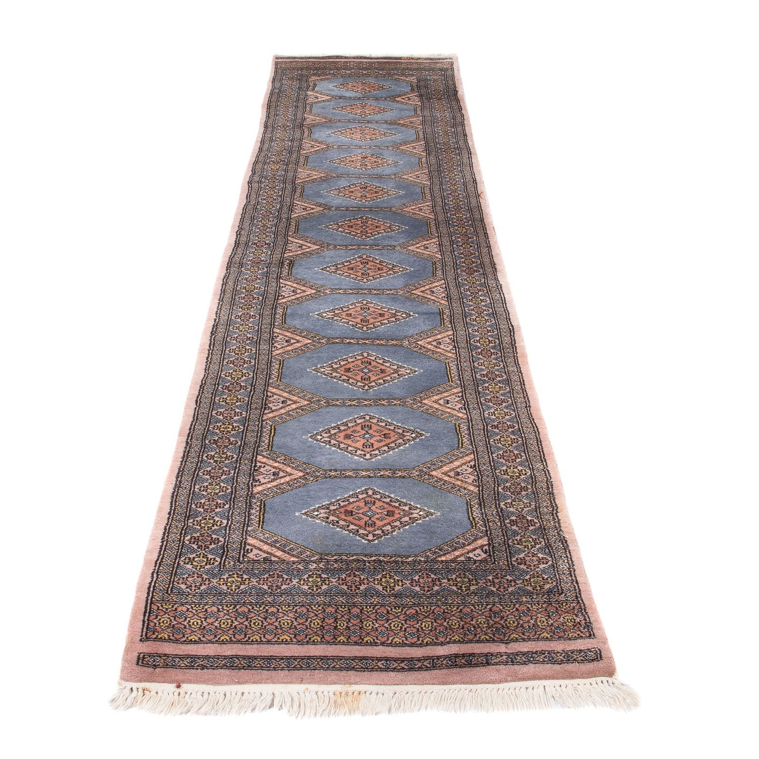Løber Pakistan Tæppe - 325 x 80 cm - lyseblå