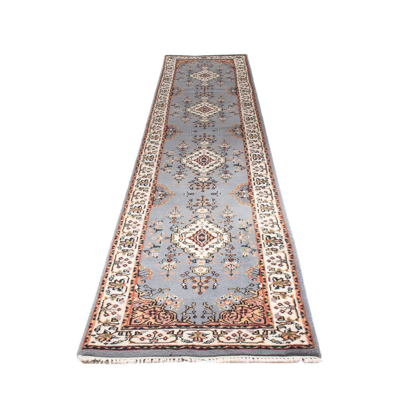 Løber Orientalsk tæppe - Indus - 400 x 80 cm - lyseblå