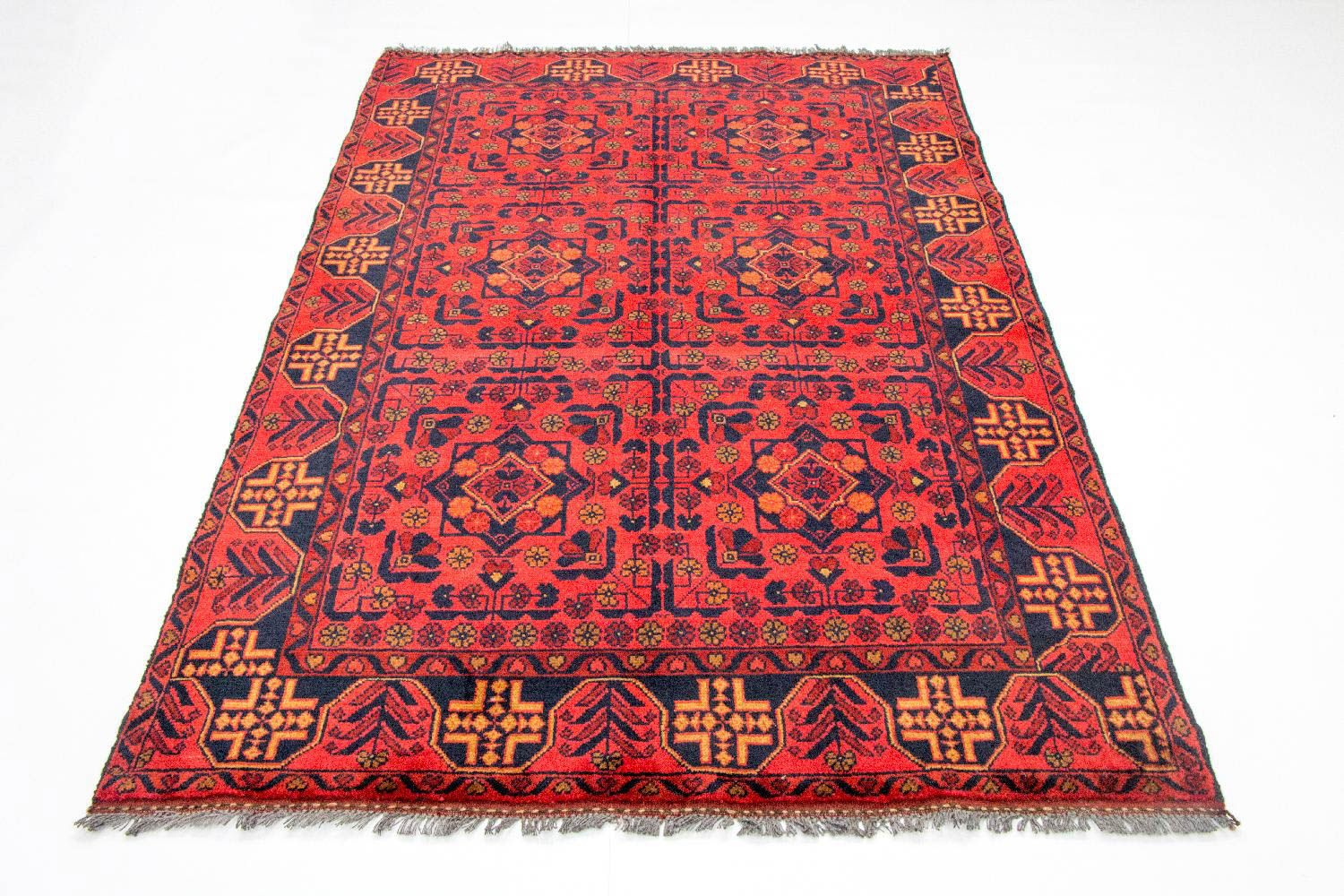 Afghansk tæppe - Kunduz - 190 x 128 cm - lysrød