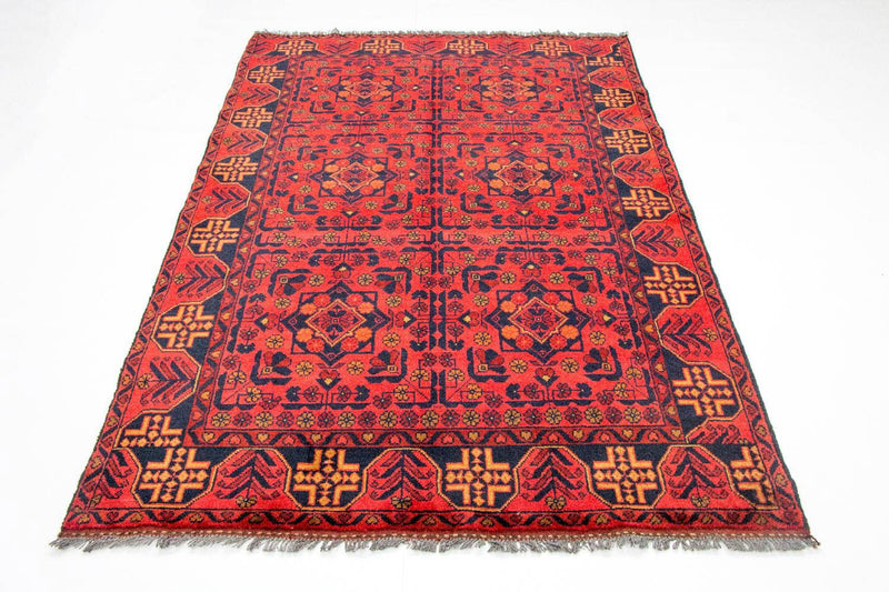 Afghansk tæppe - Kunduz - 190 x 128 cm - lysrød