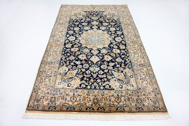 Persisk tæppe - Nain - Premium - 236 x 135 cm - mørkeblå