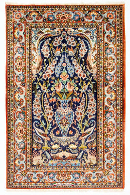 Persisk tæppe - Isfahan - Premium - 160 x 106 cm - mørkeblå