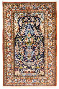 Persisk tæppe - Isfahan - Premium - 160 x 106 cm - mørkeblå
