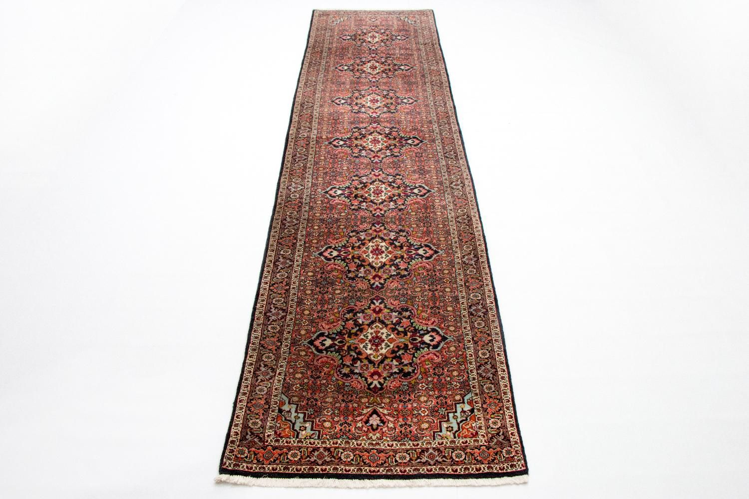 Løber Persisk tæppe - Bijar - Royal - 397 x 89 cm - rød