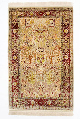 Silketæppe - Hereke Silk - Premium - 150 x 92 cm - beige