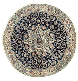 Persisk tæppe - Nain - Royal rundt  - 210 x 210 cm - mørkeblå