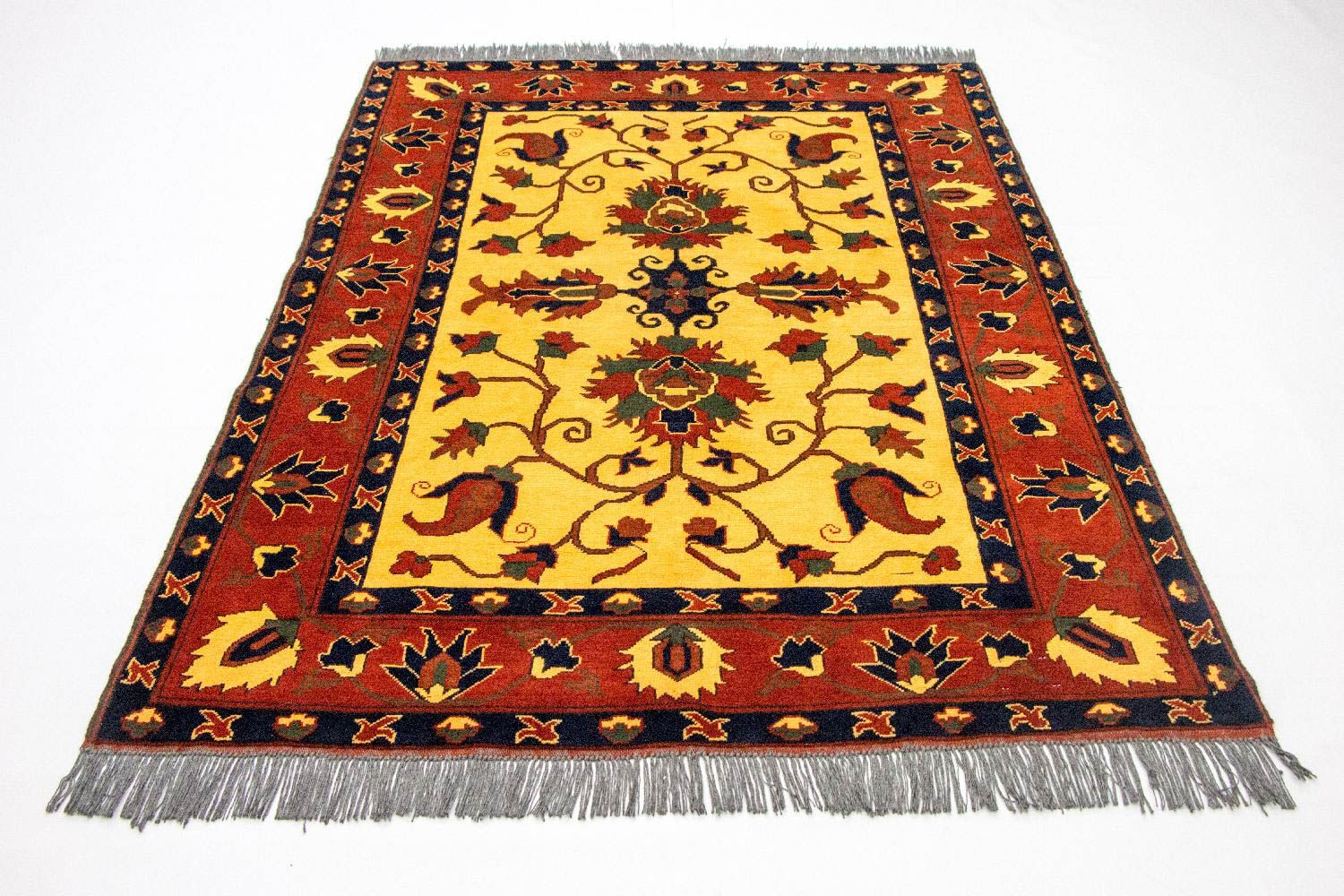 Afghansk tæppe - Hatshlu - 201 x 155 cm - gul