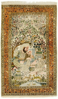 Silketæppe - Kashmir Silk - 150 x 92 cm - flerfarvet