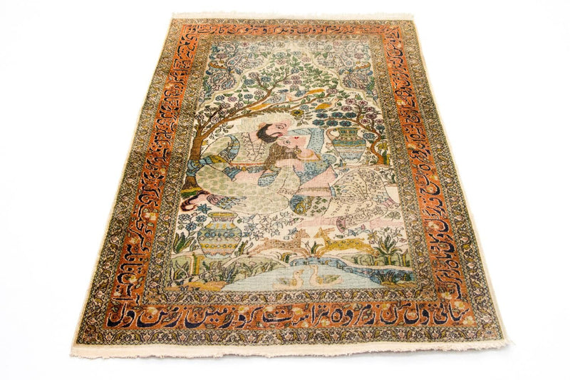 Silketæppe - Kashmir Silk - 150 x 92 cm - flerfarvet