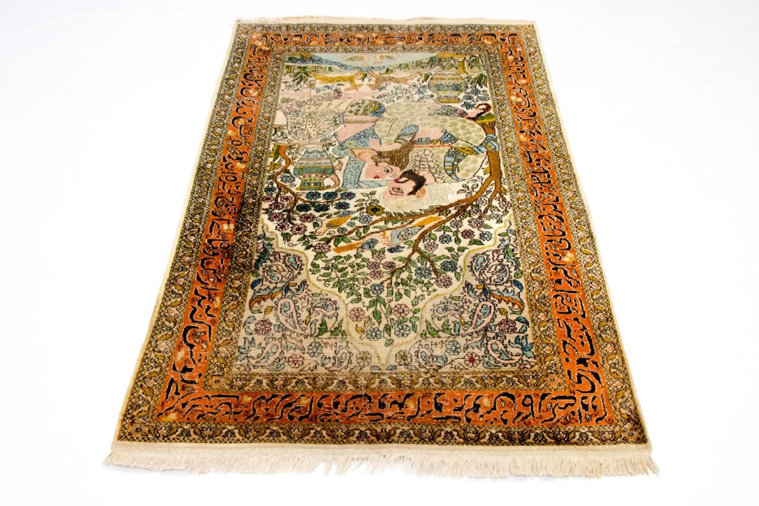 Silketæppe - Kashmir Silk - 150 x 92 cm - flerfarvet