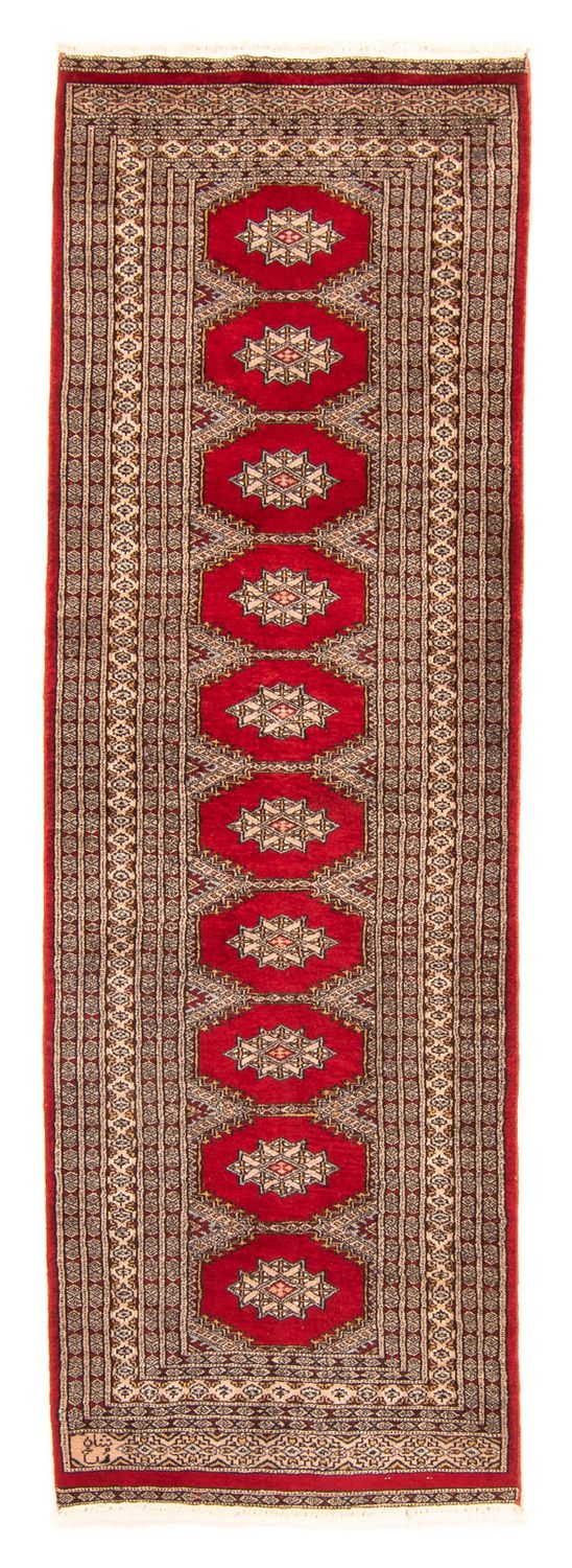 Løber Pakistan Tæppe - 247 x 83 cm - mørkerød