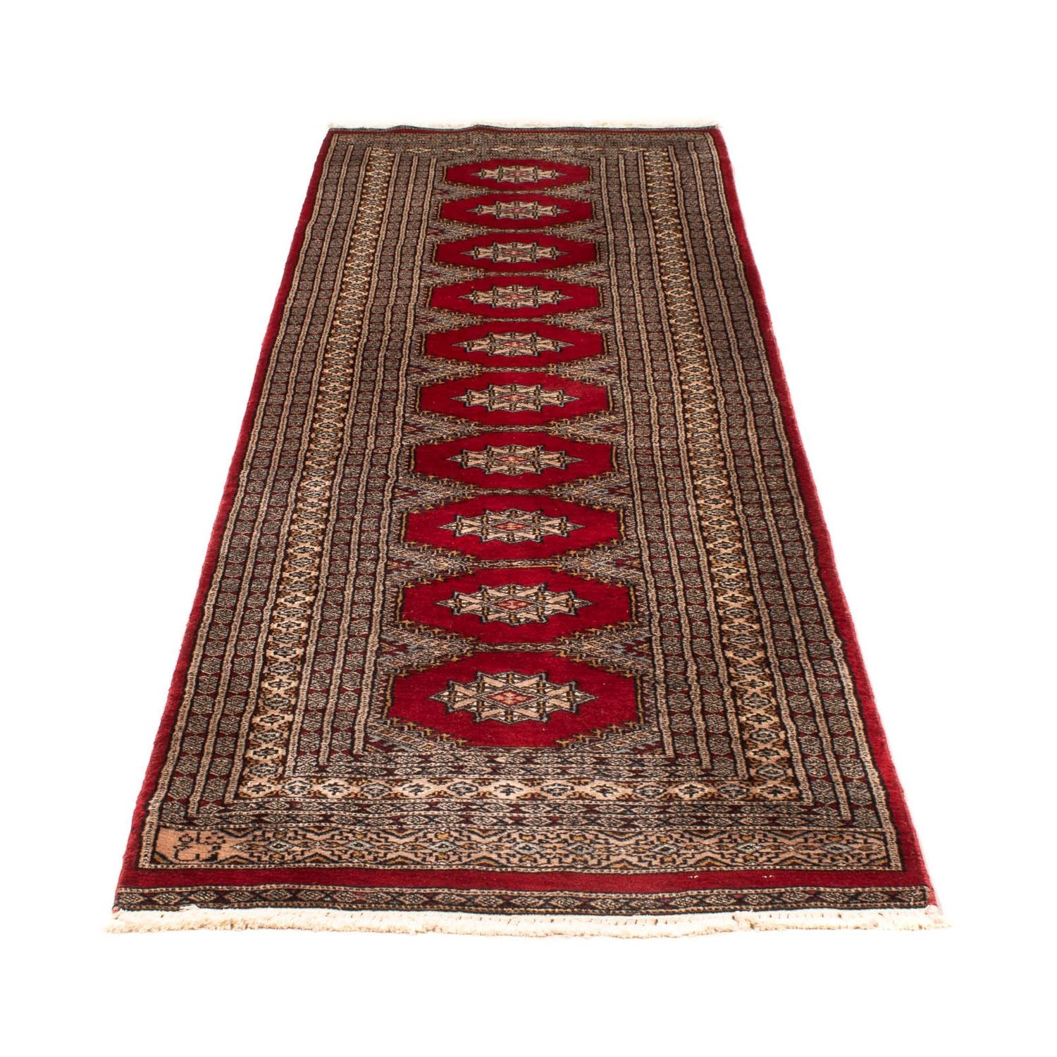 Løber Pakistan Tæppe - 247 x 83 cm - mørkerød