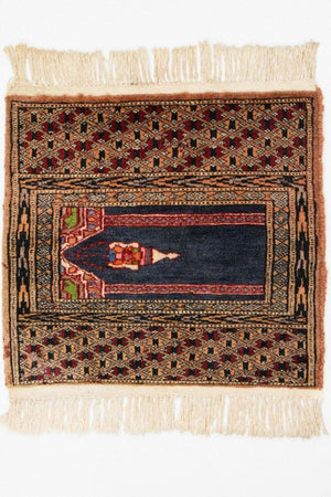 Afghansk tæppe - Bukhara firkantet  - 47 x 44 cm - blå