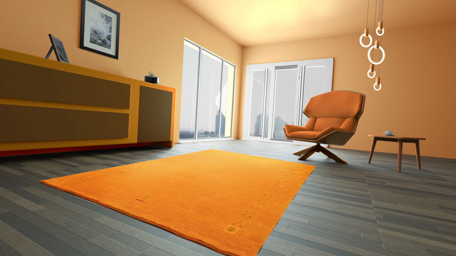 Gabbeh-tæppe - Indus firkantet  - 200 x 200 cm - orange