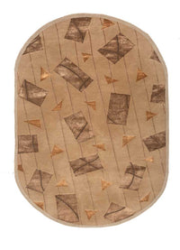 Uldtæppe oval  - 240 x 150 cm - beige