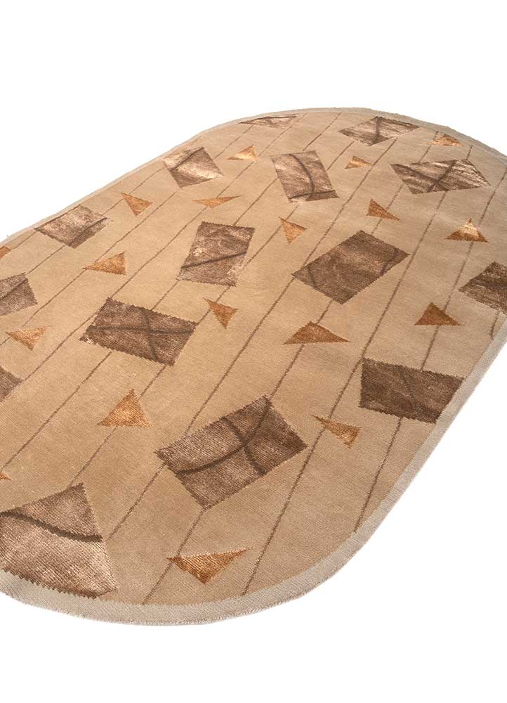 Uldtæppe oval  - 240 x 150 cm - beige
