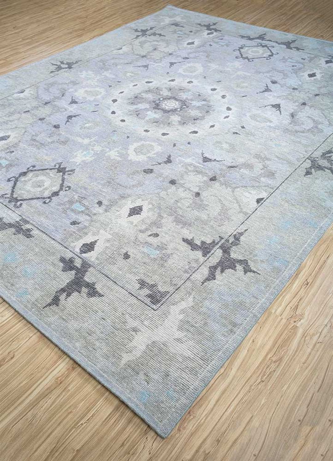 Uldtæppe - 360 x 270 cm - sølv