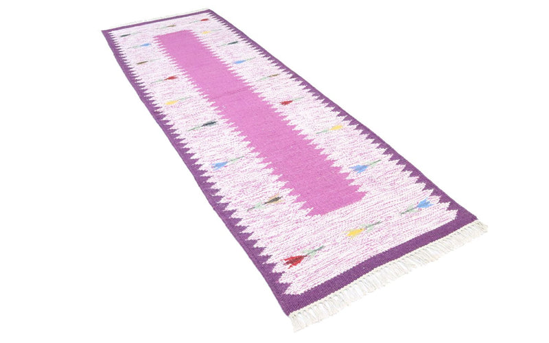Løber Kelim-tæppe - Trendy - 250 x 80 cm - lilla