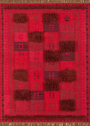 Uldtæppe - 225 x 150 cm - rød