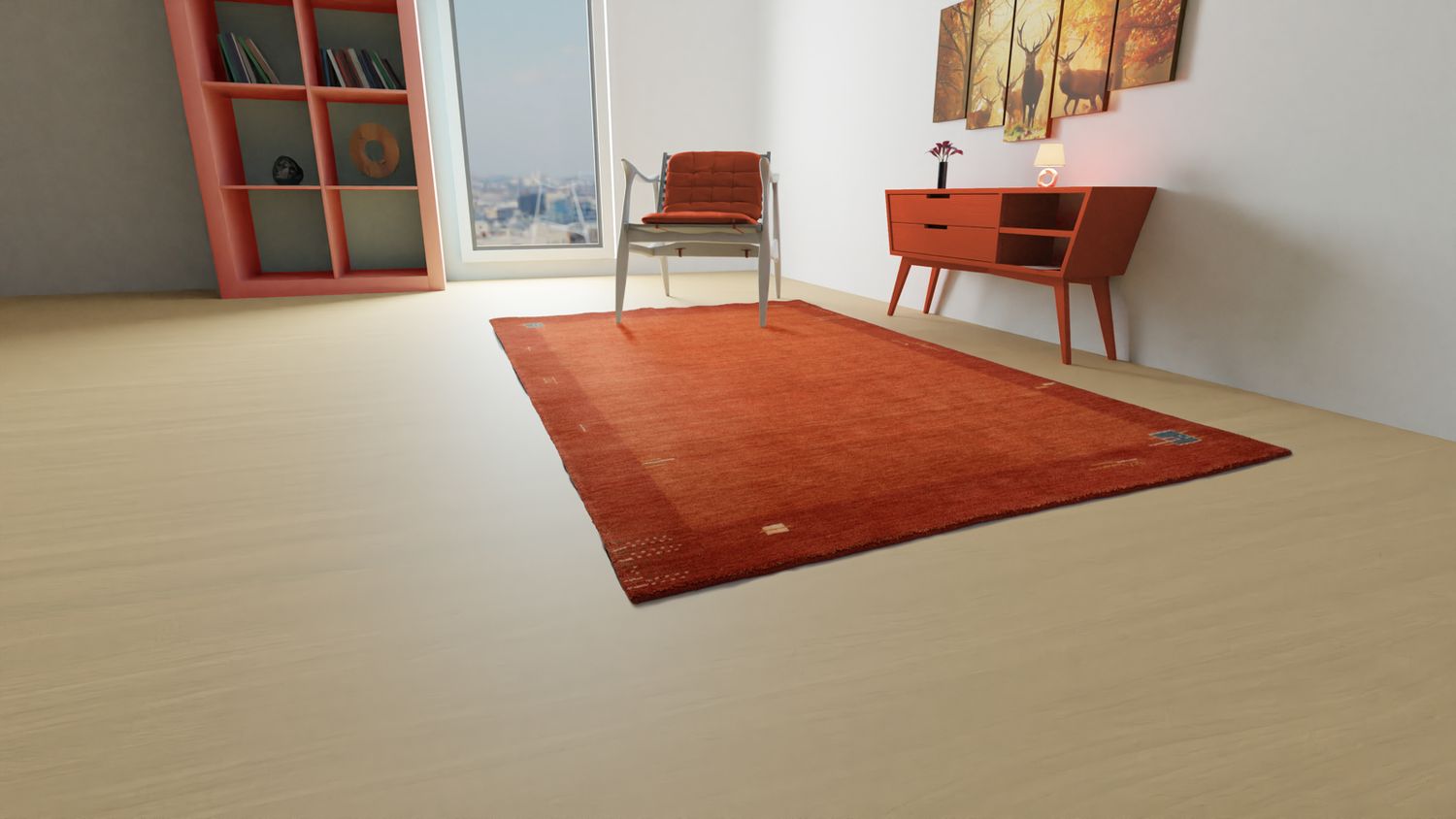 Gabbeh-tæppe - Indus - 300 x 250 cm - rød
