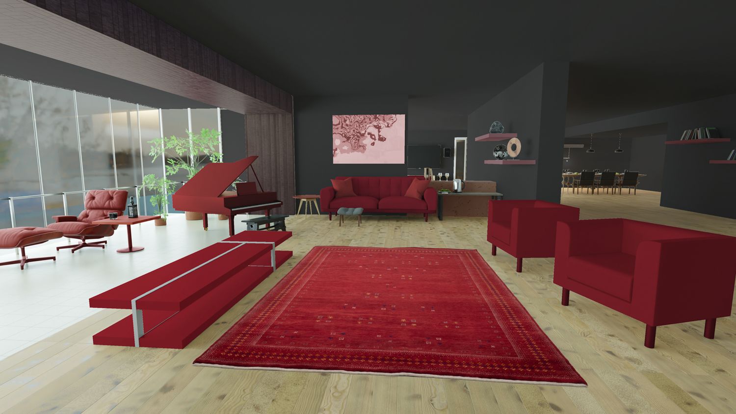 Gabbeh Tæppe - Loribaft Persisk - 250 x 200 cm - rød