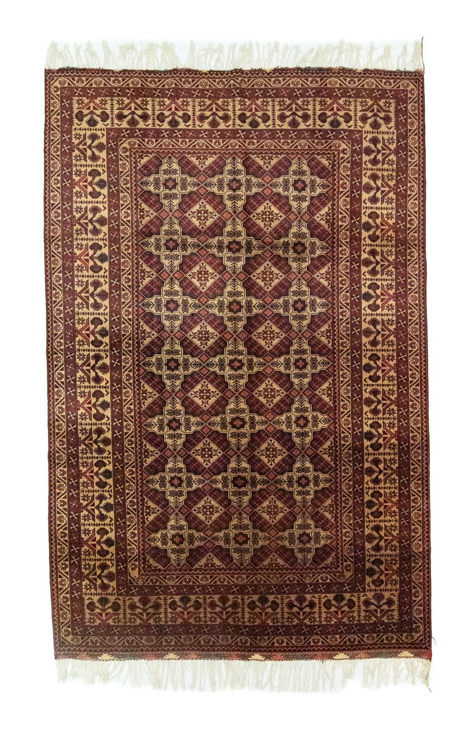 Afghansk tæppe - 283 x 199 cm - brun