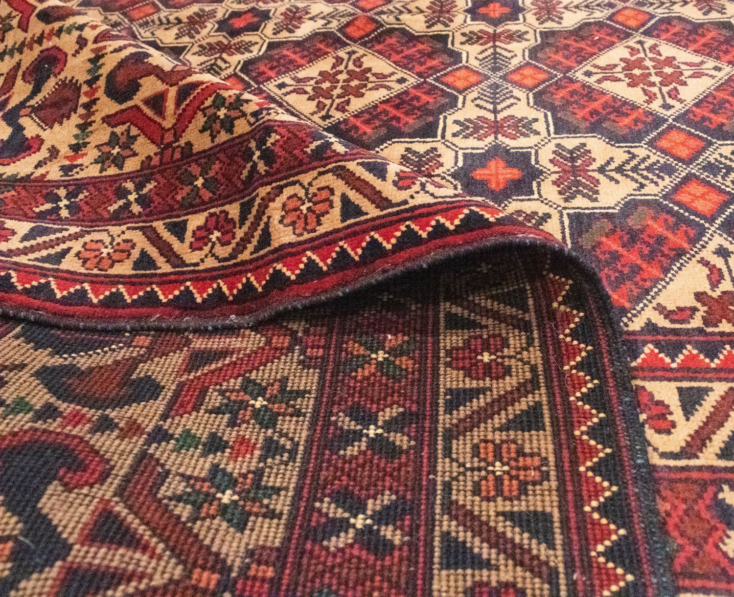 Afghansk tæppe - 283 x 199 cm - brun