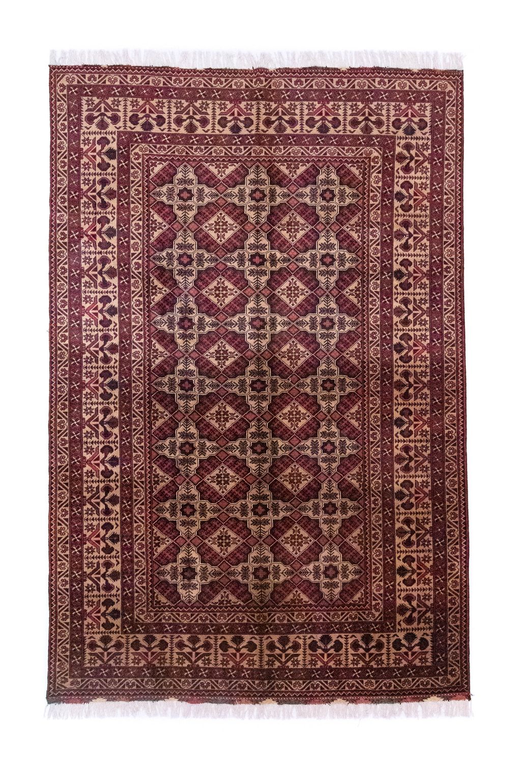 Afghansk tæppe - 283 x 201 cm - brun