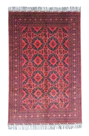 Afghansk tæppe - Kunduz - 298 x 199 cm - rød