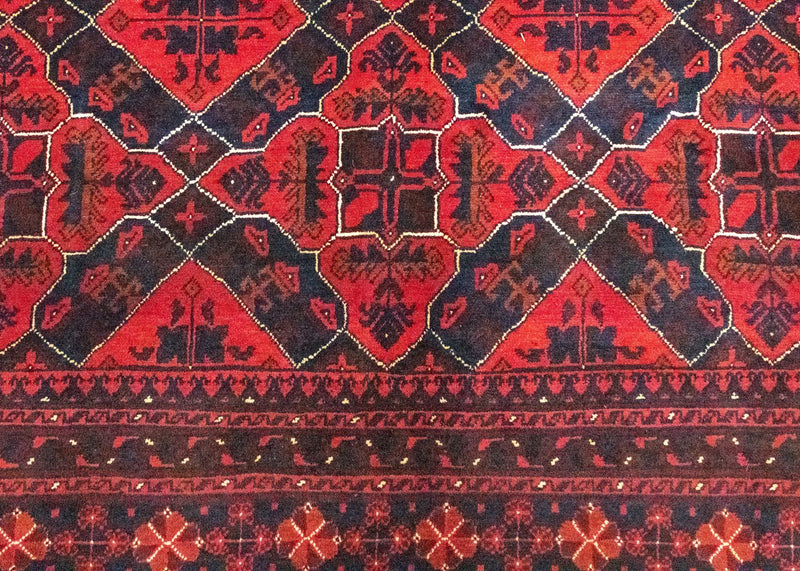 Afghansk tæppe - Kunduz - 298 x 199 cm - rød