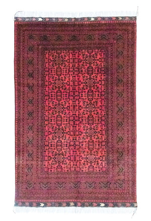 Afghansk tæppe - Kunduz - 299 x 200 cm - rød