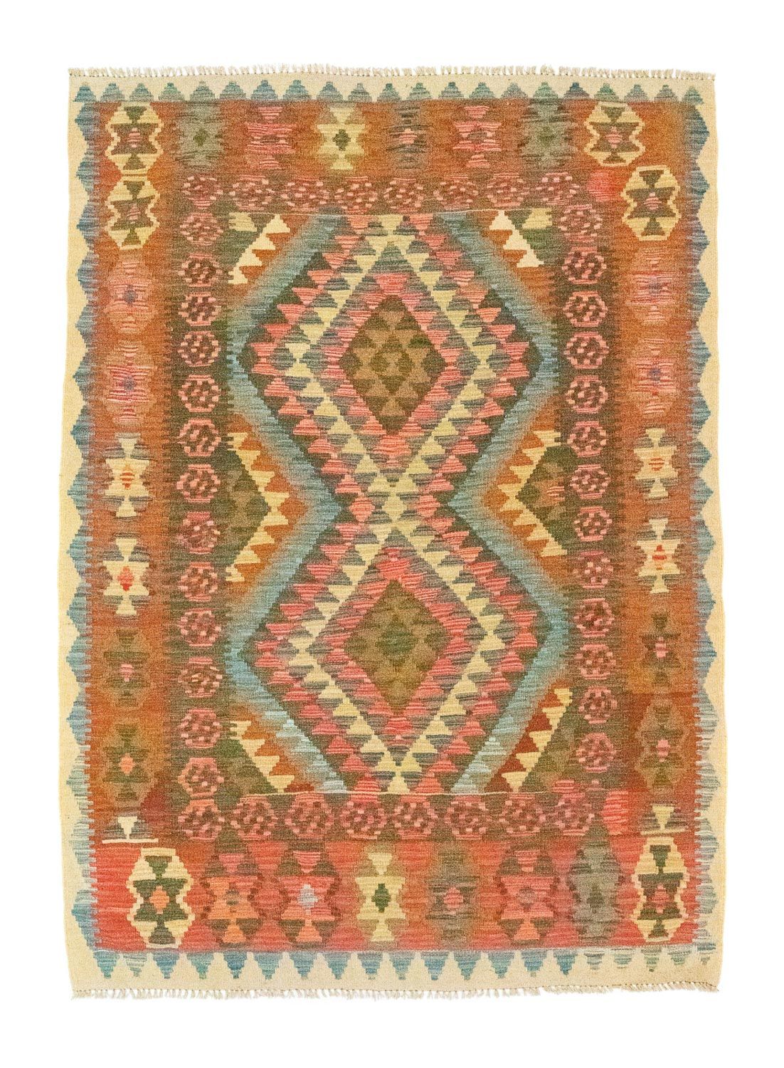 Kelim-tæppe - orientalsk - 196 x 154 cm - orange