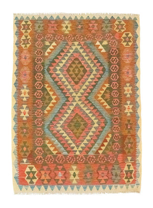 Kelim-tæppe - orientalsk - 196 x 154 cm - orange