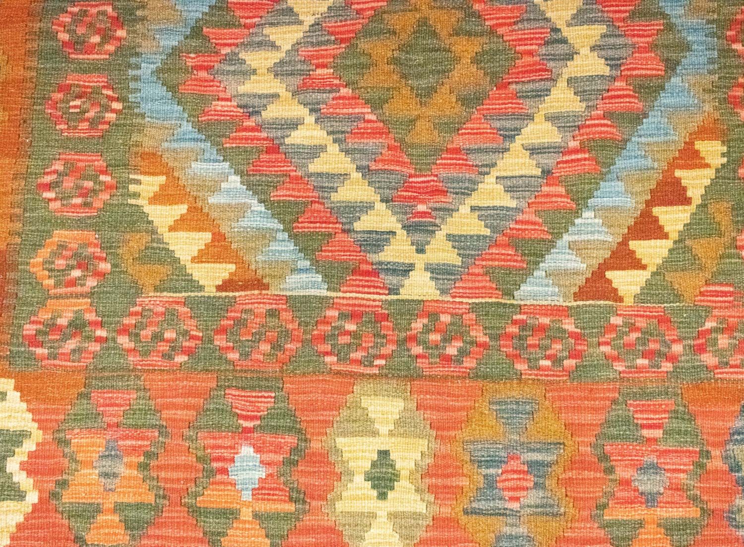 Kelim-tæppe - orientalsk - 196 x 154 cm - orange