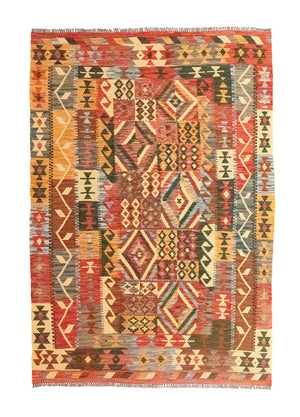 Kelim-tæppe - orientalsk - 203 x 154 cm - orange