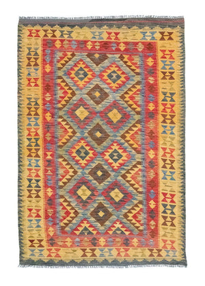 Kelim-tæppe - orientalsk - 208 x 152 cm - gul