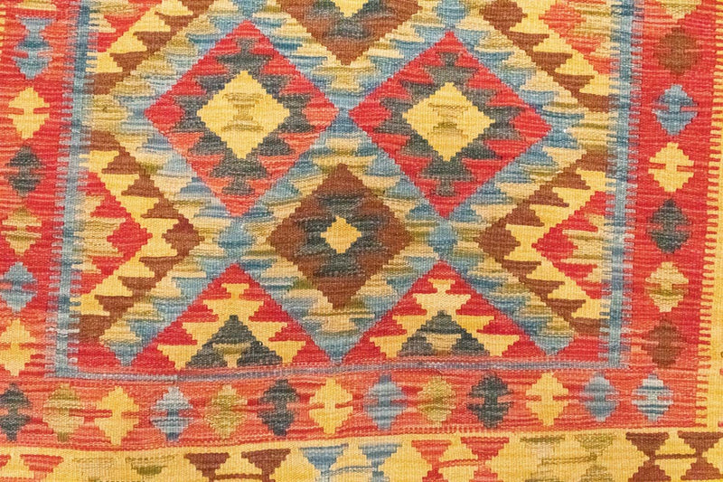 Kelim-tæppe - orientalsk - 208 x 152 cm - gul