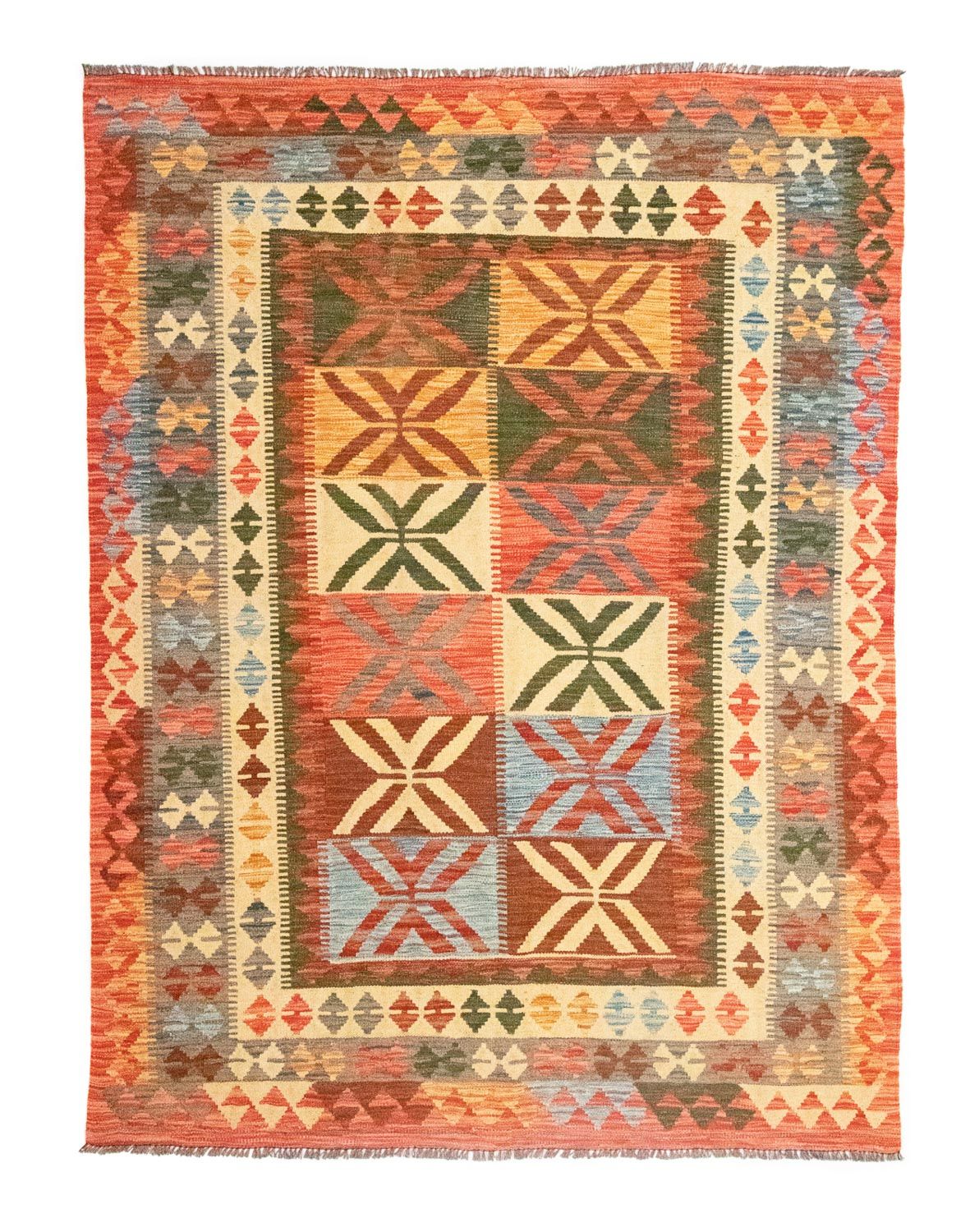 Kelim-tæppe - orientalsk - 206 x 154 cm - orange