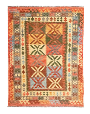 Kelim-tæppe - orientalsk - 206 x 154 cm - orange