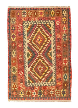 Kelim-tæppe - orientalsk - 203 x 148 cm - orange