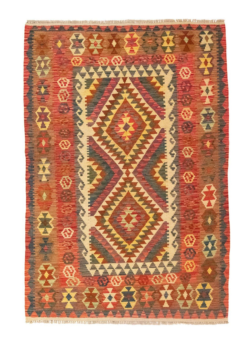 Kelim-tæppe - orientalsk - 203 x 148 cm - orange