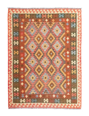 Kelim-tæppe - orientalsk - 217 x 160 cm - orange
